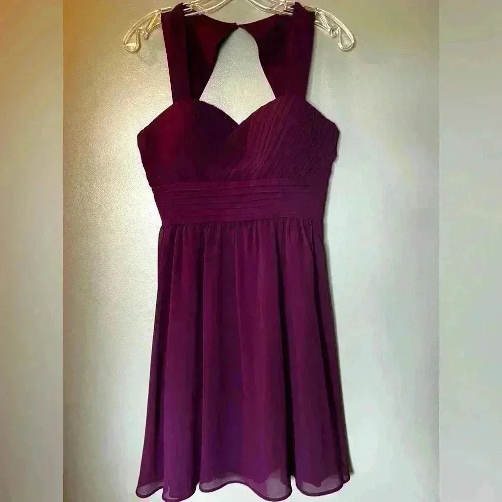 Formal Diamond Back Purple Strap Dress. Size S Mid Length